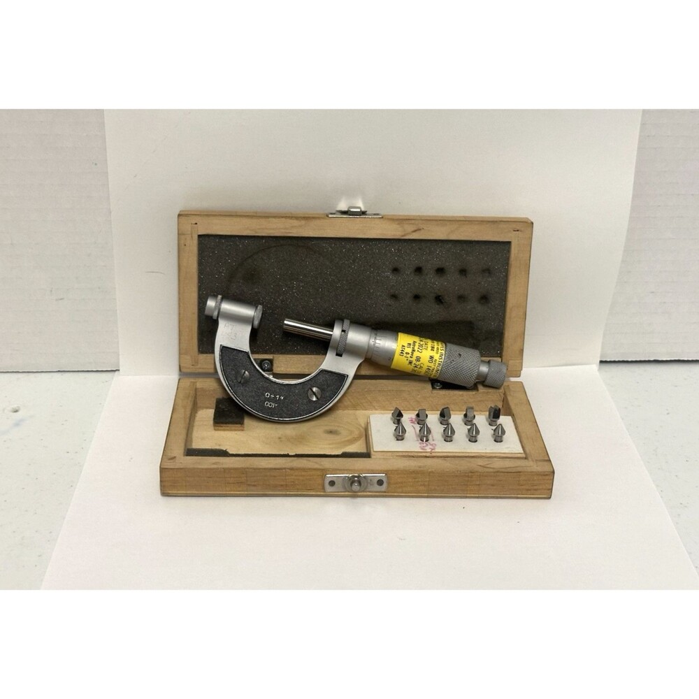 VIS 0-1” Thread Pitch Micrometer w/ 6 Anvils Made in Poland Machinist Tool